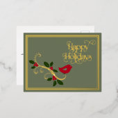 モダンクリスマスタイポグラフィなし 箔シーズンポストカード (正面/裏面)