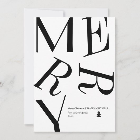 モダンクリスマスタイポグラフィパーソナライズされたカード (正面)