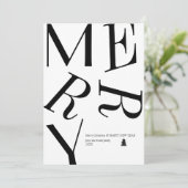 モダンクリスマスタイポグラフィパーソナライズされたカード (スタンド正面)