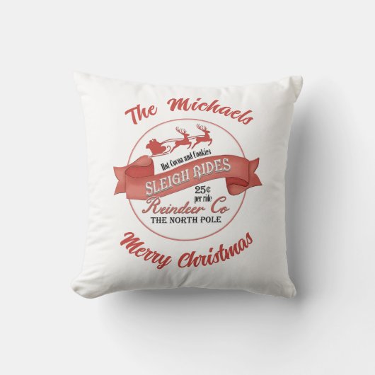 モダンクリスマスタイポグラフィパーソナライズされた クッション (正面)