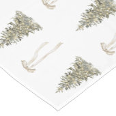 モダンクリスマスツリーと可愛い弓パターン ショートテーブルランナー (コーナー)