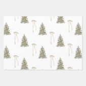 モダンクリスマスツリーと可愛い弓パターン ラッピングペーパーシート (正面)