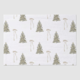 モダンクリスマスツリーと可愛い弓パターン 薄葉紙