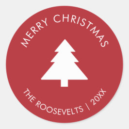 モダンクリスマスツリーのギフトラベル封筒用シール ラウンドシール