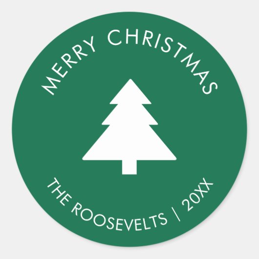 モダンクリスマスツリーのギフトラベル封筒用シール ラウンドシール (正面)