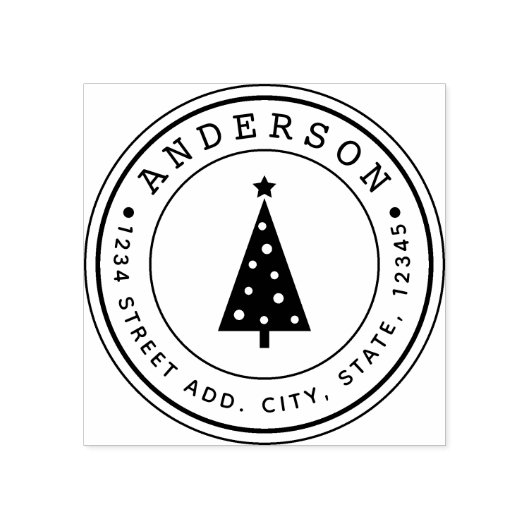 モダンクリスマスツリーのファミリ名循環住所 ラバースタンプ (インプリント)