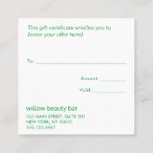 モダンクリスマスツリーのホリデーギフト証明書 割引カード (裏面)