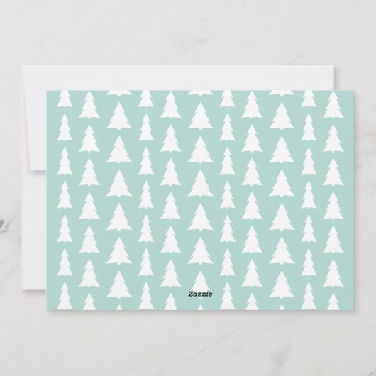 モダンクリスマスツリーのミントグリーンとカスタム写真付き シーズンカード (裏面)