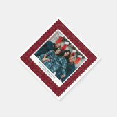 モダンクリスマスツリーの新年の写真と挨拶 スタンダードカクテルナプキン (角)