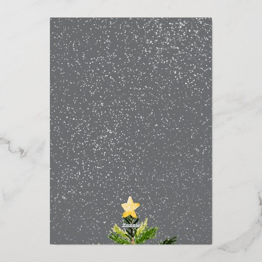 モダンクリスマスツリーの水彩弓イラストレーション 箔シーズンカード (裏面)