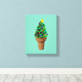 モダンクリスマスツリーアイスクリームアート キャンバスプリント (インサイチュ (ウッドフロア))