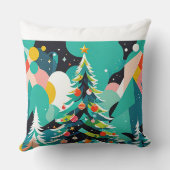 モダンクリスマスツリーイラストレーション1-装飾用クッション クッション (裏面)