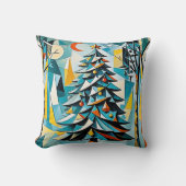 モダンクリスマスツリーイラストレーション2-装飾用クッション クッション (正面)