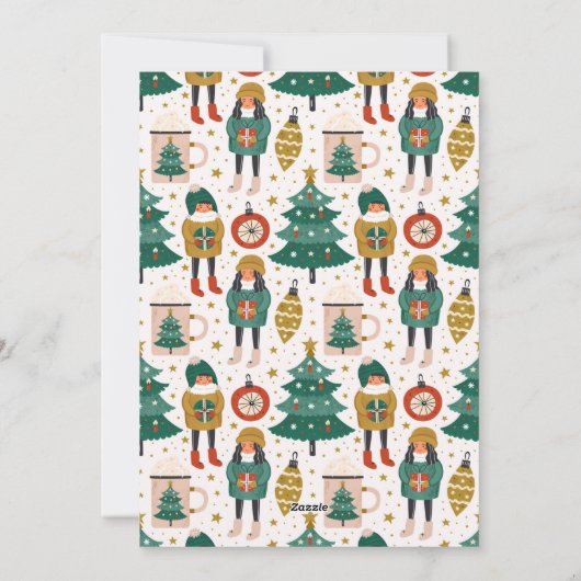 モダンクリスマスツリーオーナメントチョコレートフォト シーズンカード (裏面)