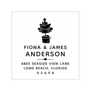 モダンクリスマスツリーカップル差出人住所 セルフインキングスタンプ