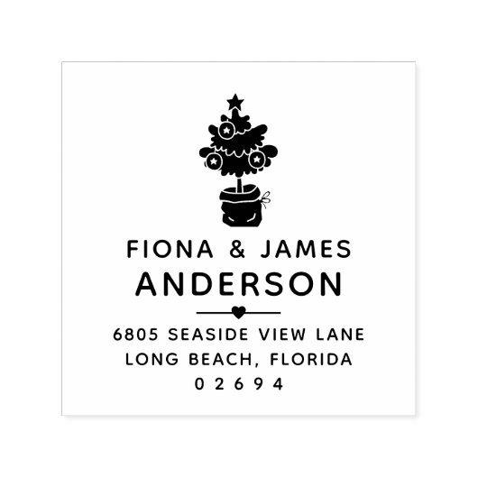 モダンクリスマスツリーカップル差出人住所 セルフインキングスタンプ (デザイン)