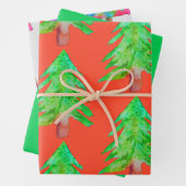 モダンクリスマスツリーカラフルアートデザイン ラッピングペーパーシート (インサイチュ)