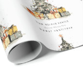 モダンクリスマスツリーギフトホリデーカード ラッピングペーパー (ロールコーナー)