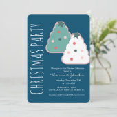 モダンクリスマスツリークッキーホリデーパーティー 招待状 (スタンド正面)