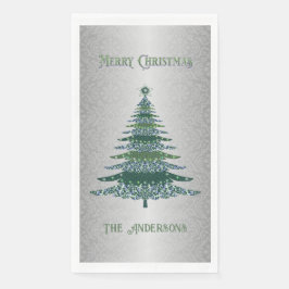 モダンクリスマスツリーグリーンシルバーネームオーナメント