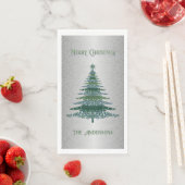 モダンクリスマスツリーグリーンシルバーネームオーナメント (インサイチュ)