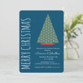 モダンクリスマスツリーグリーンドットホリデーパーティー 招待状 (スタンド正面)