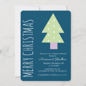 モダンクリスマスツリーグリーンピンクホリデーパーティー 招待状 (正面)