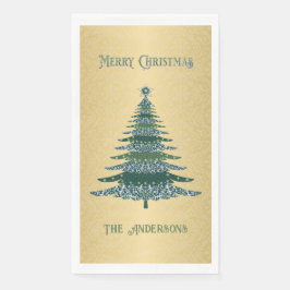 モダンクリスマスツリーグリーン金ゴールド名オーナメント