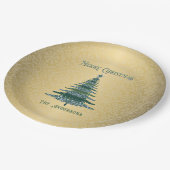 モダンクリスマスツリーグリーン金ゴールド名オーナメント ペーパープレート (アングル)