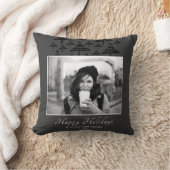 モダンクリスマスツリーグレーホリデーフォト クッション (ブランケット)