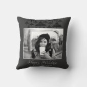 モダンクリスマスツリーグレーホリデーフォト クッション (裏面)