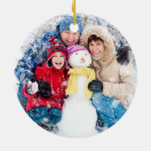 モダンクリスマスツリースクリプトHAPPY HOLIDAYS写真 セラミックオーナメント (裏面)