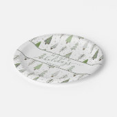 モダンクリスマスツリースクリプトHAPPY HOLIDAYS緑 ペーパープレート (アングル)