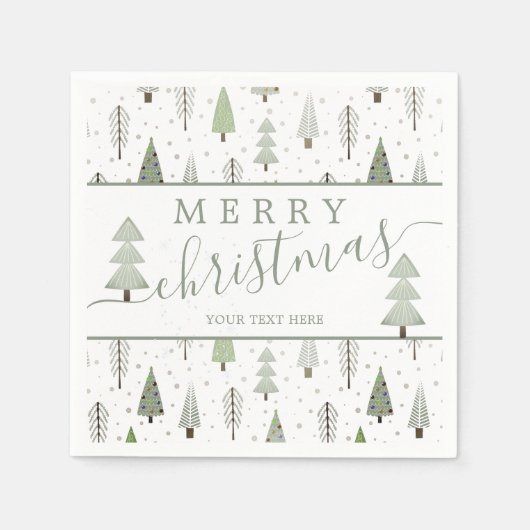 モダンクリスマスツリースクリプトMERRY CHRISTMAS スタンダードカクテルナプキン (正面)