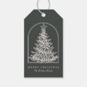 モダンクリスマスツリースケッチアーチボホホリデイ ギフトタグ (正面)