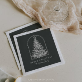 モダンクリスマスツリースケッチアーチボホホリデイ スタンダードカクテルナプキン