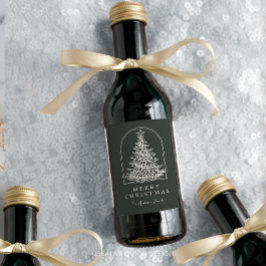 モダンクリスマスツリースケッチアーチボホホリデイ ワインラベル