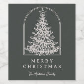 モダンクリスマスツリースケッチアーチボホホリデイ ワインラベル (シングルラベル)