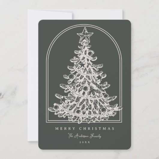 モダンクリスマスツリースケッチアーチ非写真 シーズンカード (正面)
