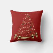 モダンクリスマスツリースターオーナメント金ゴールドボウ クッション (裏面)