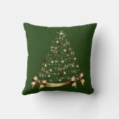 モダンクリスマスツリースターオーナメント金ゴールドボウ クッション (裏面)