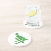 モダンクリスマスツリーステンシルプリントグリーン コースター (側面)