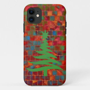 モダンクリスマスツリーステンシルプリントグリーン iPhone 11 ケース