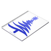 モダンクリスマスツリーステンシルプリントブルー ノートブック (左側)