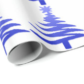 モダンクリスマスツリーステンシルプリントブルー ラッピングペーパー (ロールコーナー)