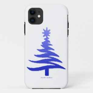 モダンクリスマスツリーステンシルプリントブルー iPhone 11 ケース