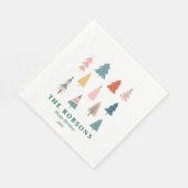 モダンクリスマスツリーズグリーンハッピーホリデー スタンダードランチョンナプキン (角)