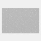 モダンクリスマスツリーズシルバーグレーパターントリオ ラッピングペーパーシート (正面2)