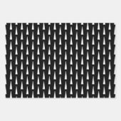 モダンクリスマスツリーズスノーフレーク白黒 ラッピングペーパーシート (正面3)