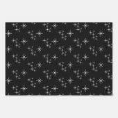 モダンクリスマスツリーズスノーフレーク白黒 ラッピングペーパーシート (正面)